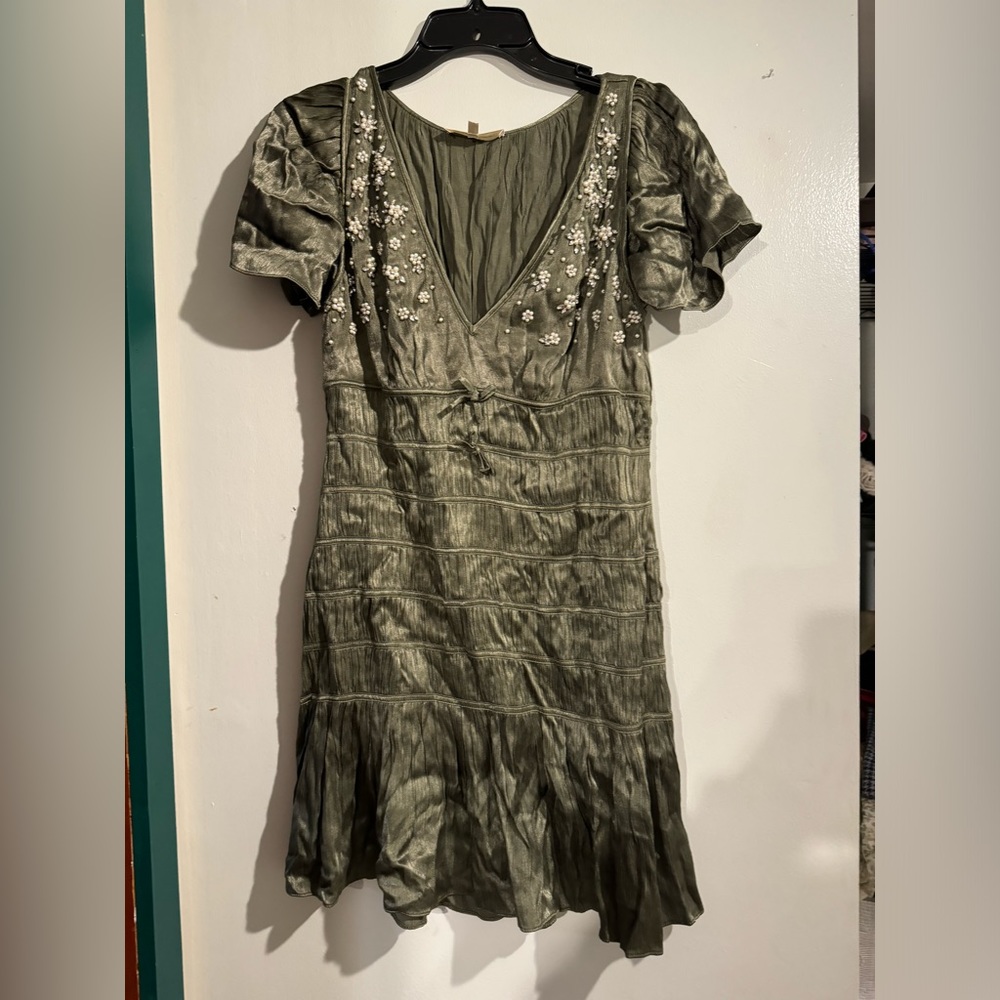 LoveShackFancy Green Mini Dress Embellishment